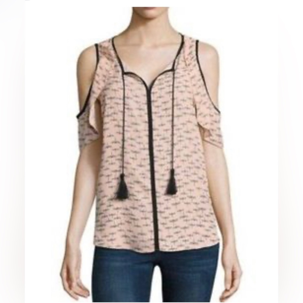 Libby Edelman Cold Shoulder Dragon Fly Shirt Large